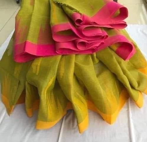 Beautiful Olive, Majenda and Yellow Color Monipuri Saree